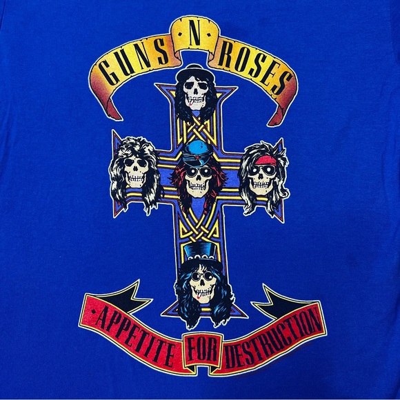 Guns N Roses Appetite for Destruction Cross Graphic T-Shirt Royal Unisex Sz M - Picture 2 of 8